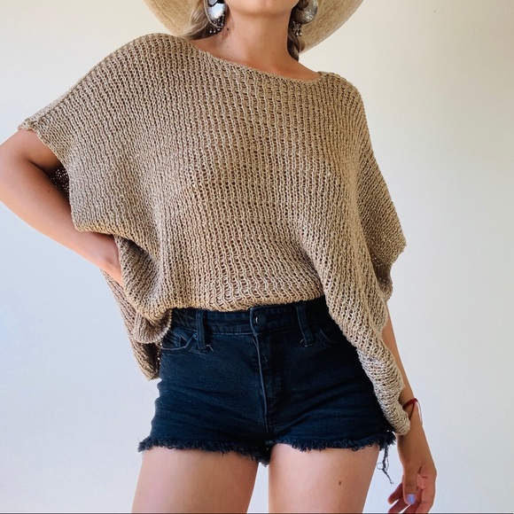 Metallic Sand Gold Knitted Blouse - Picture 10 of 14